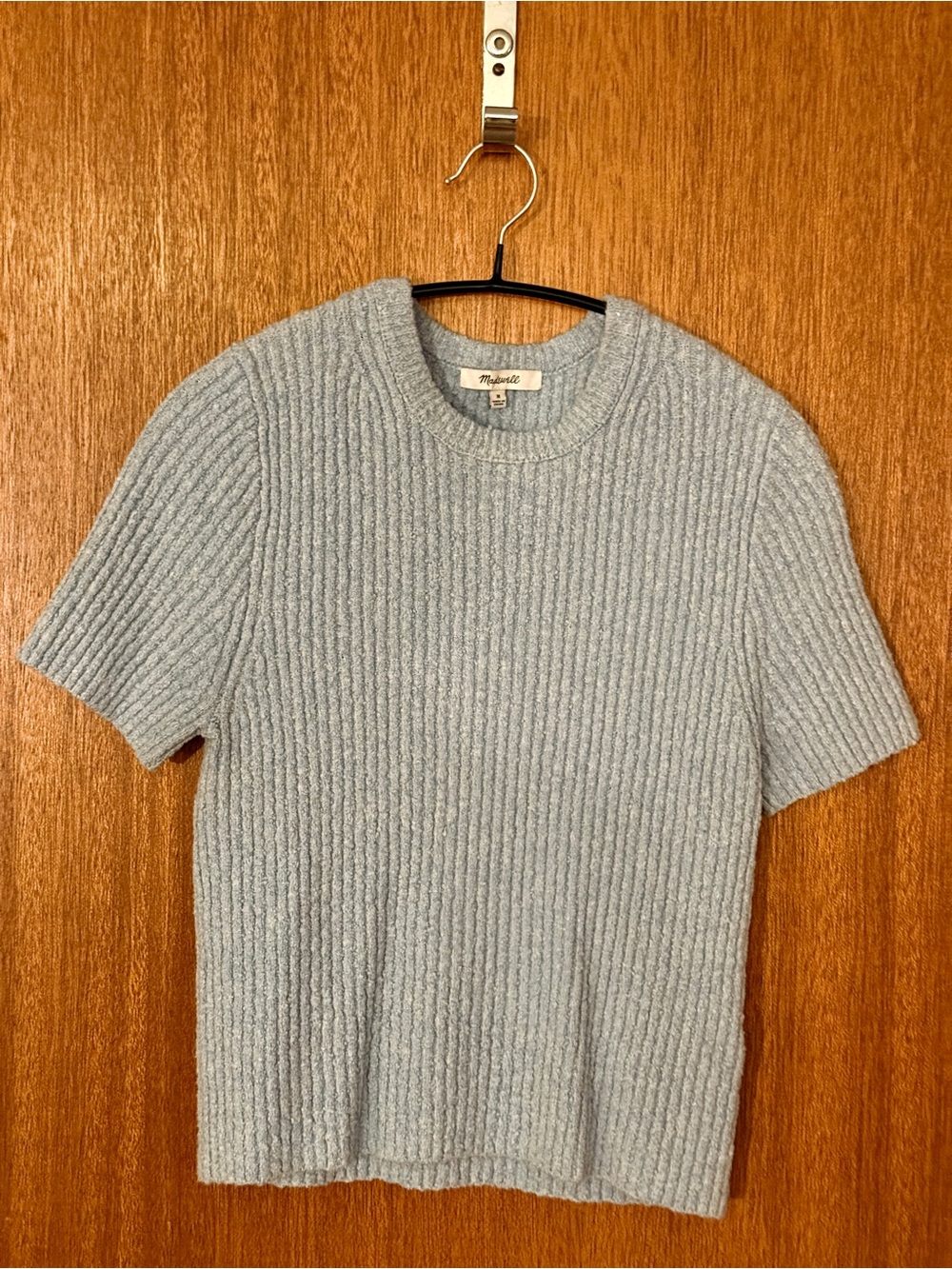 Madewell Light Blue Textured Short Sleeve Sweater Top M
